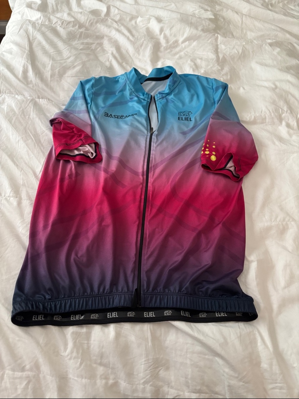 Eliel Men’s Gradient Short-Sleeve Cycling Jersey - Blue to Pink